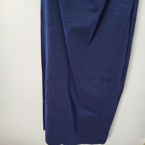 $1090 Chiara Boni La Petite Robe Metallic Blue V-Neck Sunburst Wrap Gown… - Picture 13 of 16